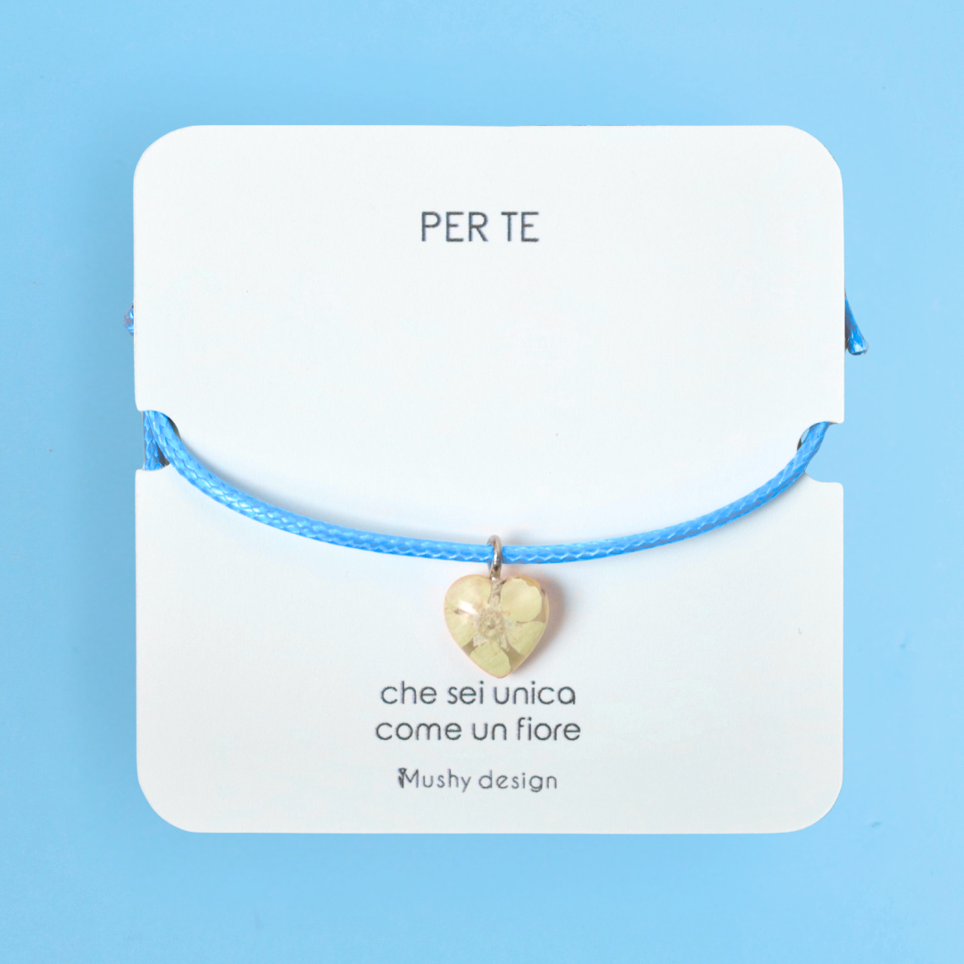 Bracciale con fiore vero Biancospino con cordino regolabile - SELEZIONA COLORE