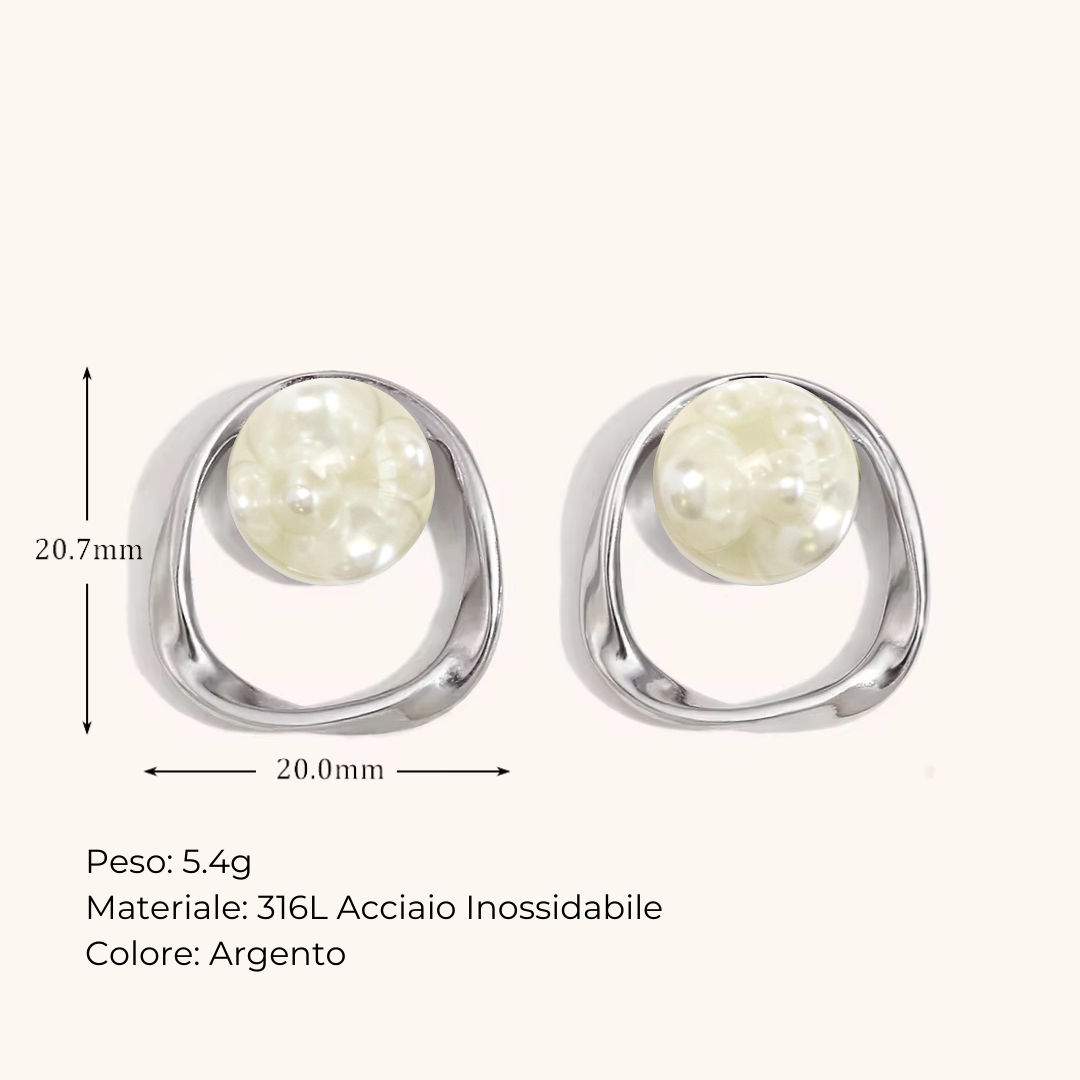 Orecchini a lobo in Resina con perle - Acciaio Inox