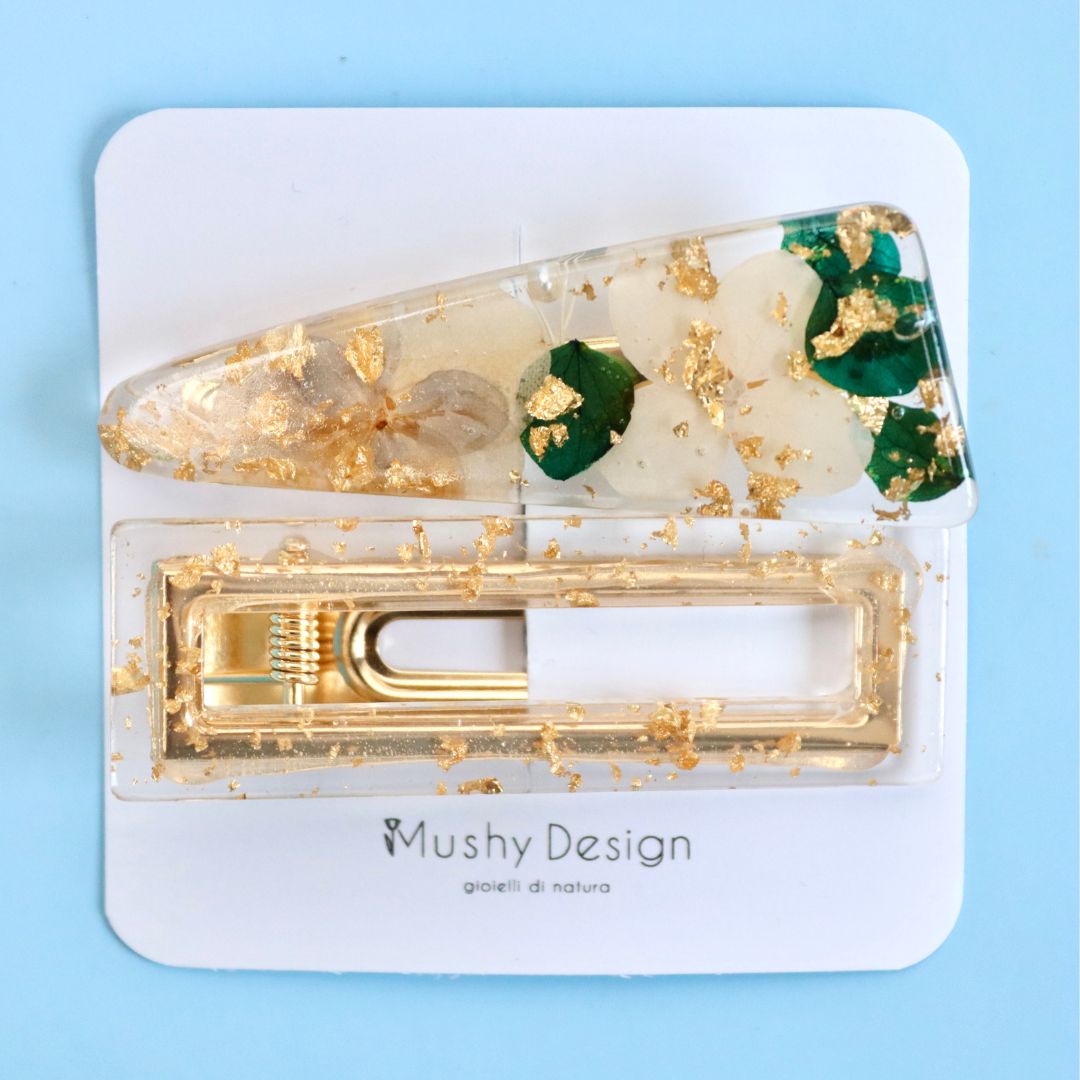 Set 2 Molletta per capelli con fiori veri Ortensia