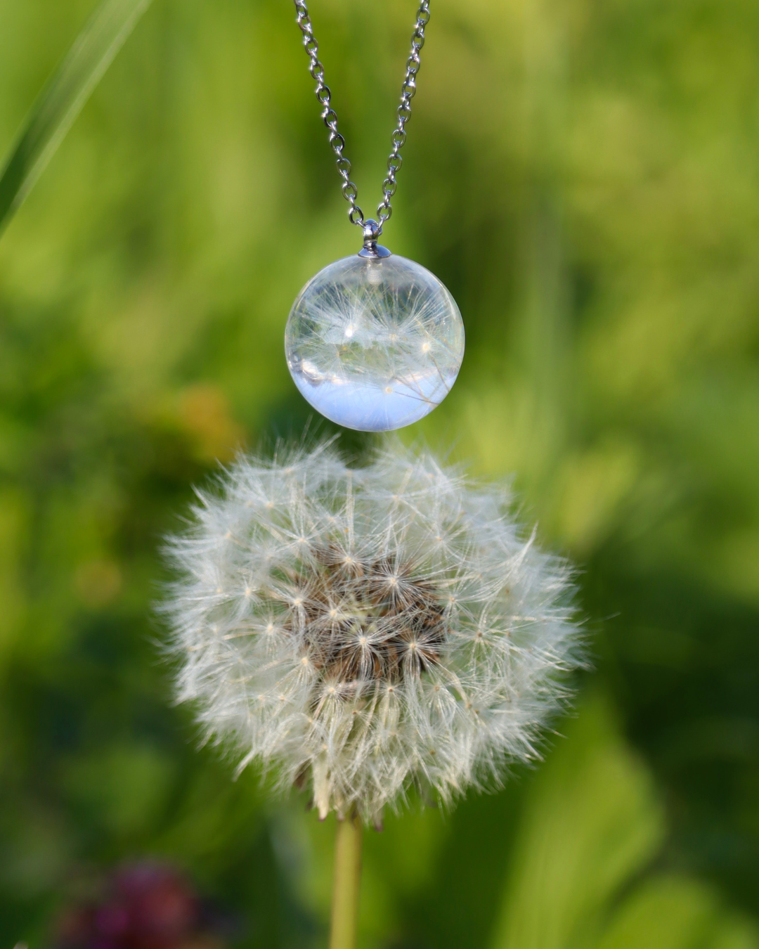 Parure collana e orecchini BOLLA in acciaio inossidabile e ciondolo con Soffione