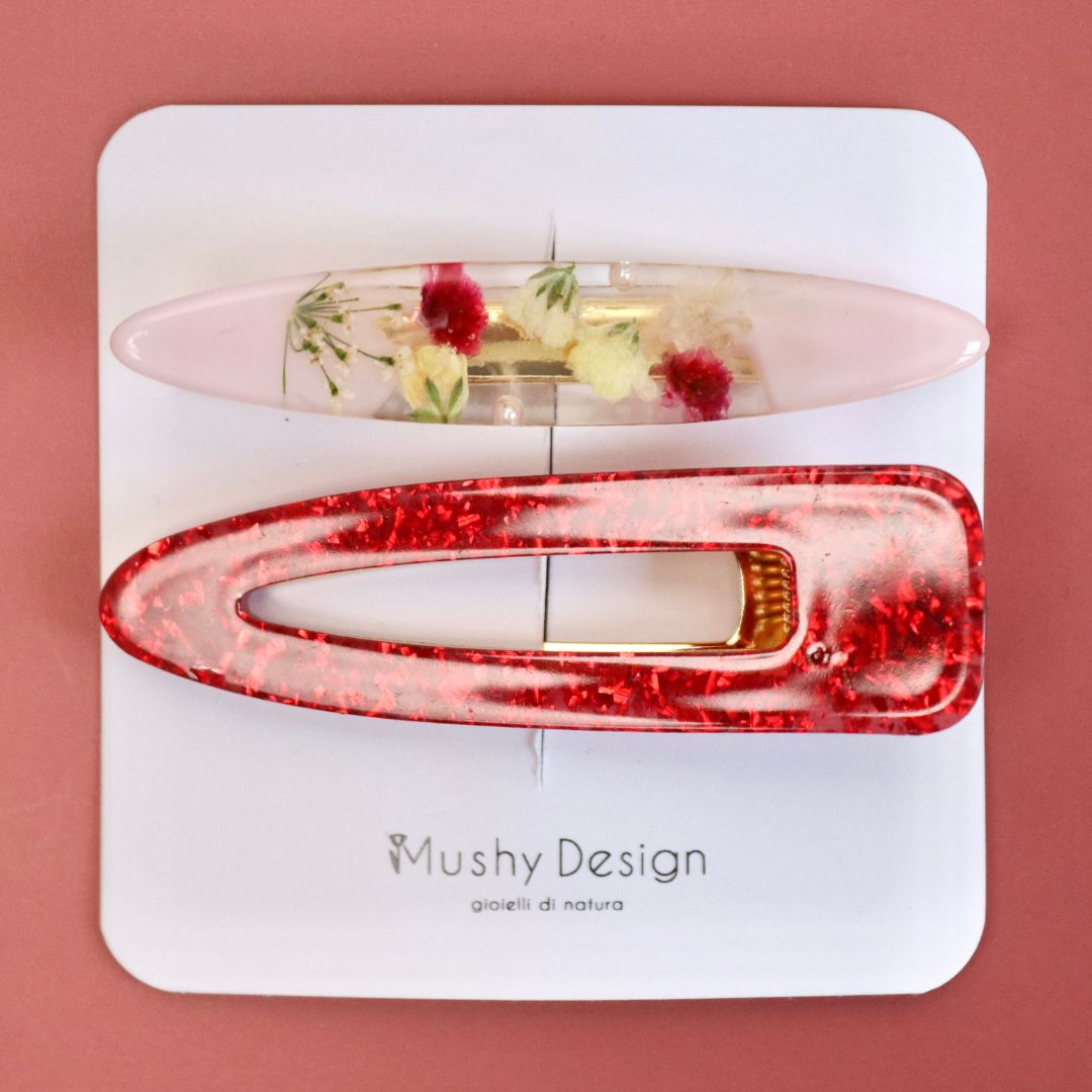 Set 2 Mollette per capelli con fiori veri