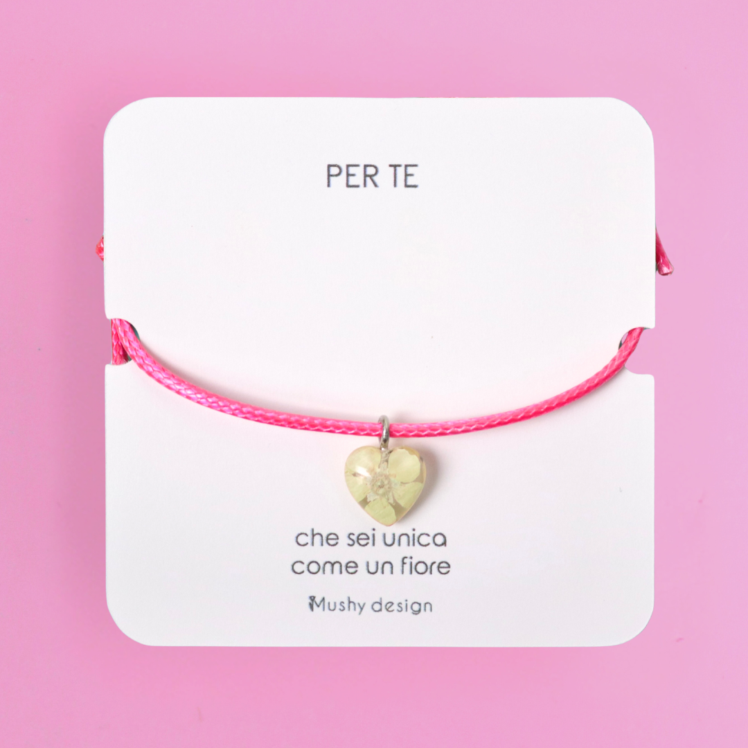 Bracciale con fiore vero Biancospino con cordino regolabile - SELEZIONA COLORE