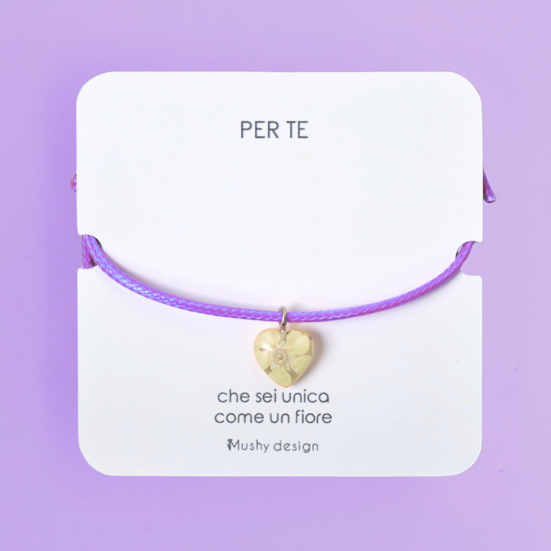 Bracciale con fiore vero Biancospino con cordino regolabile - SELEZIONA COLORE