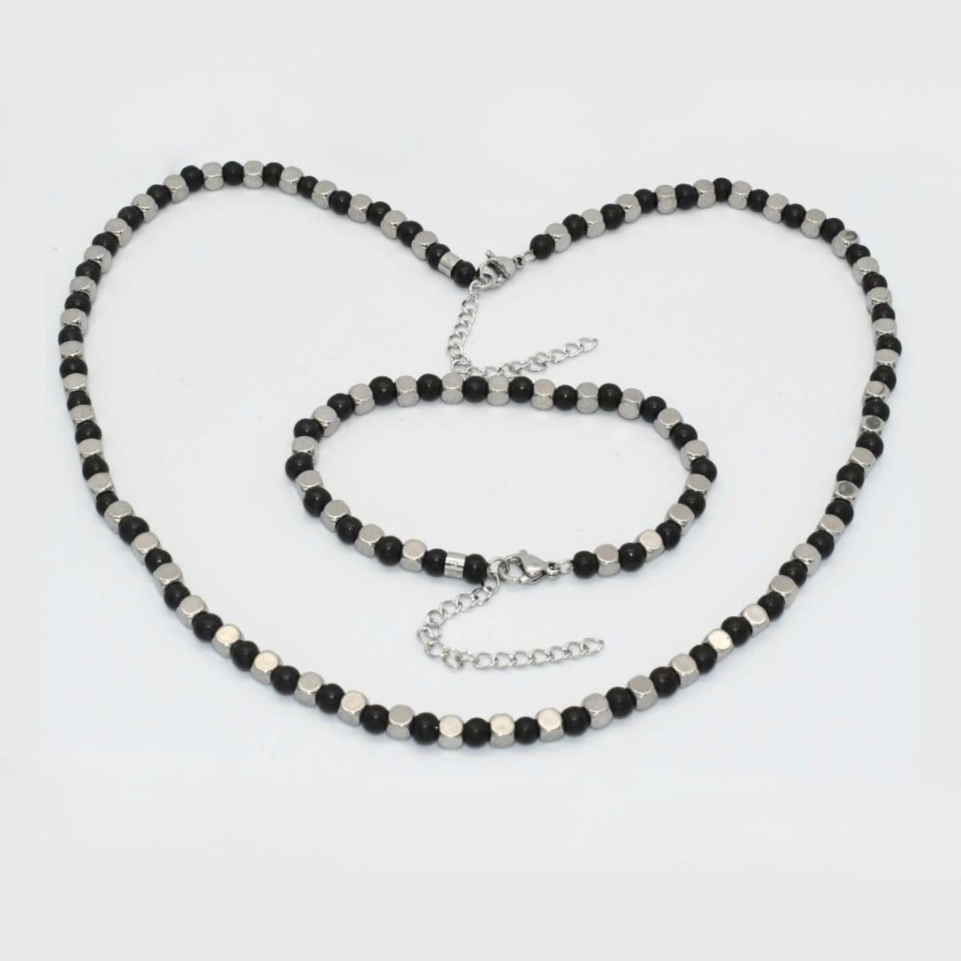 Bracciale da Uomo Artigianale Regolabile in Acciaio Inox e Cocco