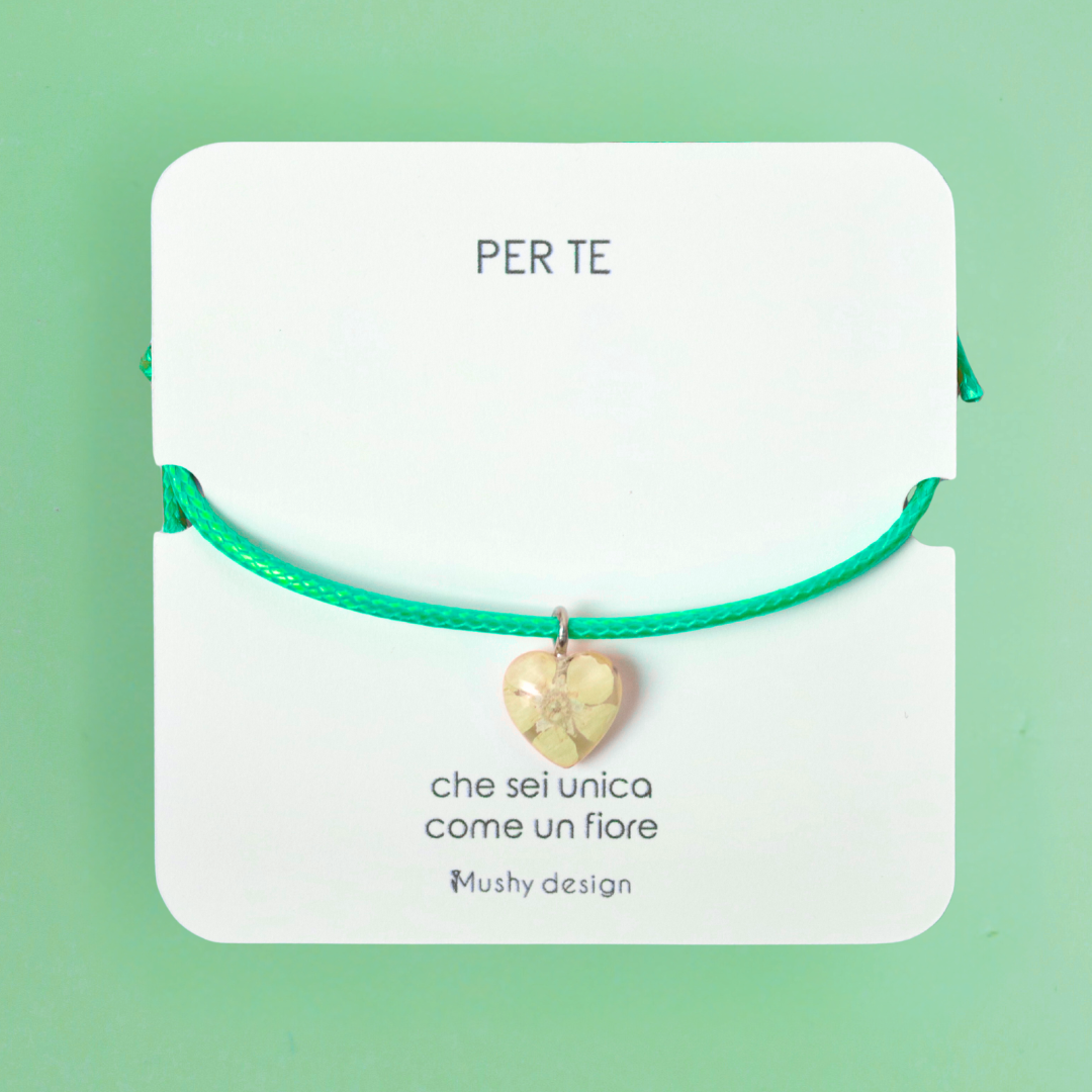 Bracciale con fiore vero Biancospino con cordino regolabile - SELEZIONA COLORE