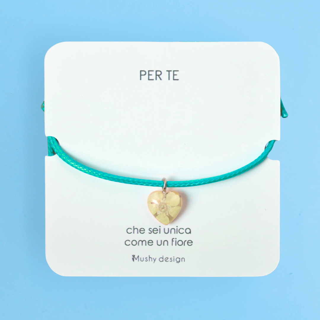Bracciale con fiore vero Biancospino con cordino regolabile - SELEZIONA COLORE