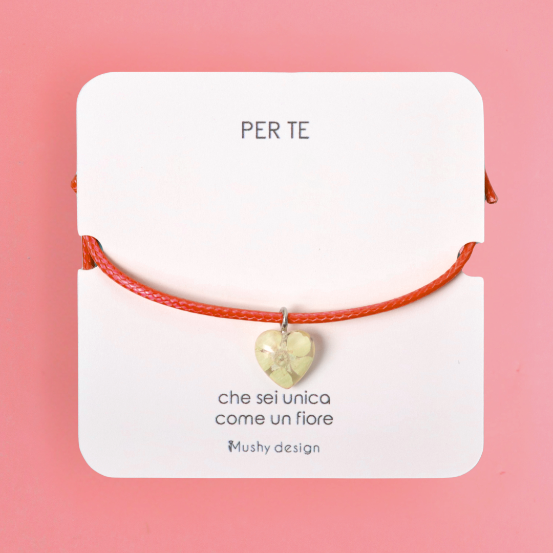 Bracciale con fiore vero Biancospino con cordino regolabile - SELEZIONA COLORE