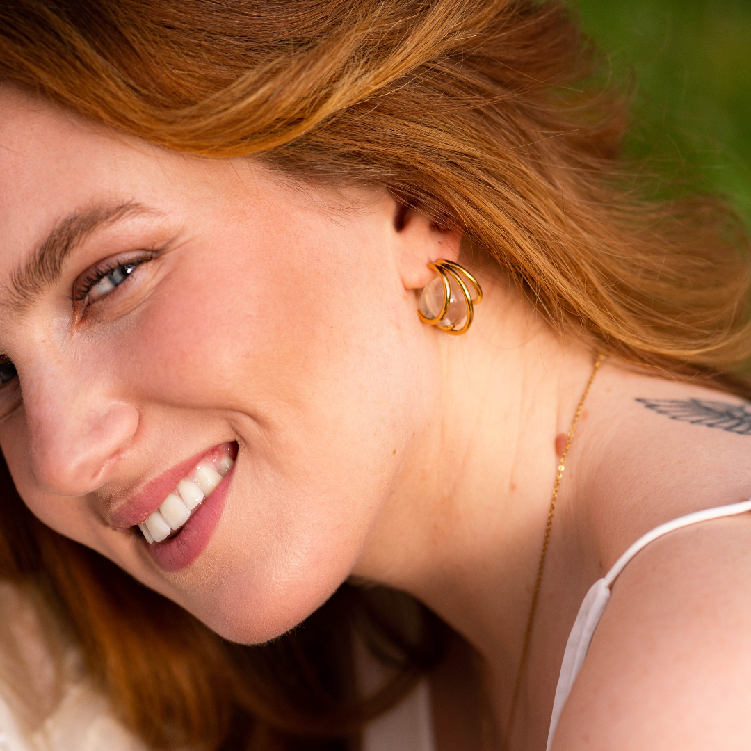 Orecchini in resina con Soffione e acciaio inox - collezione BOLLE