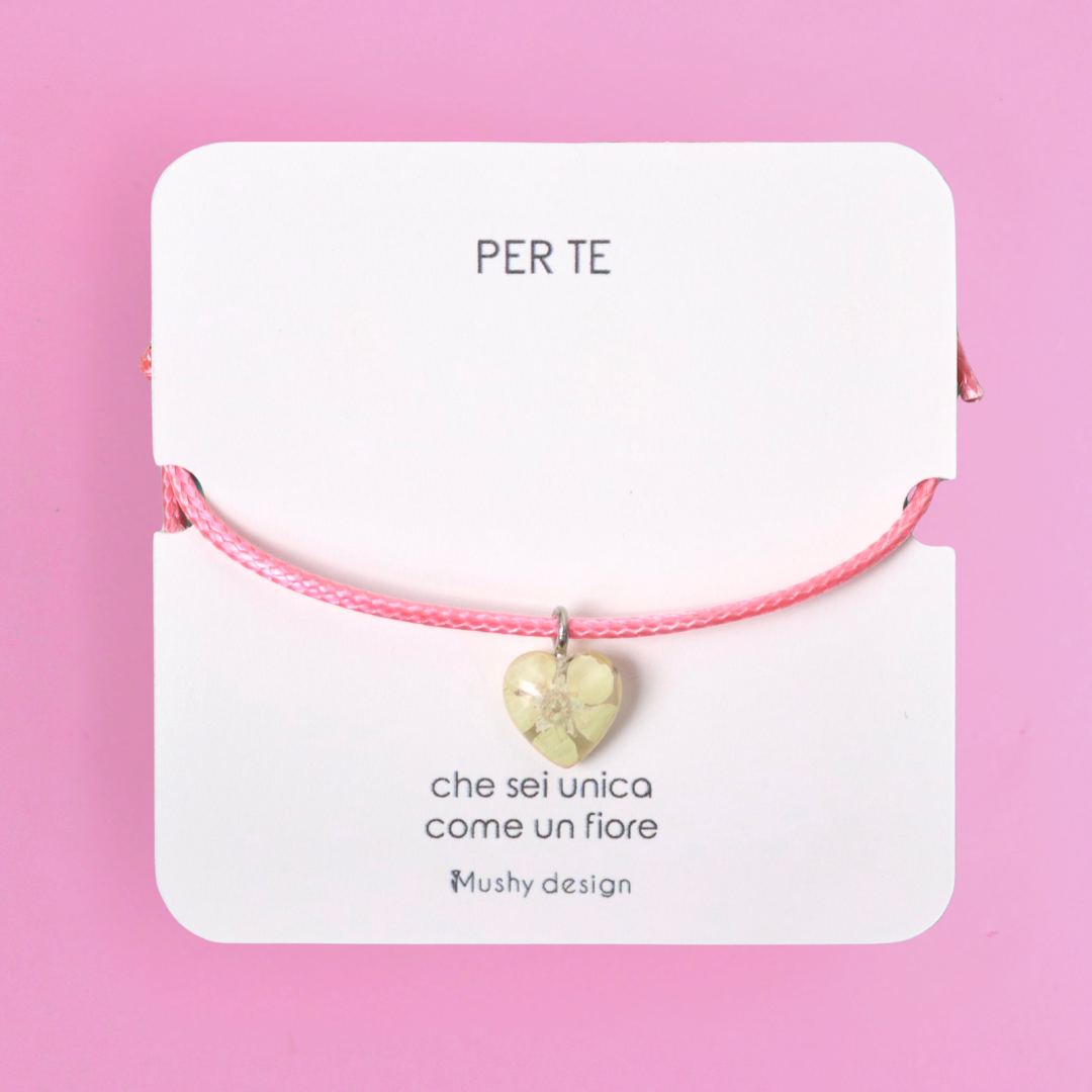Bracciale con fiore vero Biancospino con cordino regolabile - SELEZIONA COLORE