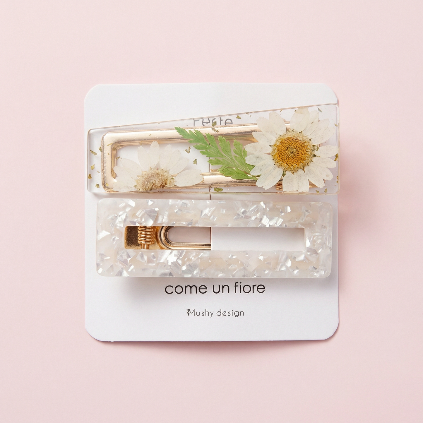 Set 2 Mollette per capelli con fiore vero Margherita
