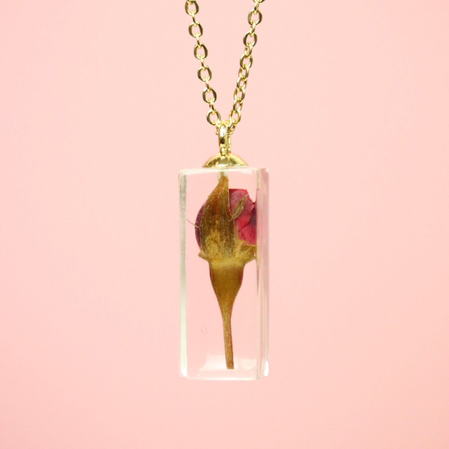 Collana con bocciolo di Rosa rossa in acciaio inossidabile