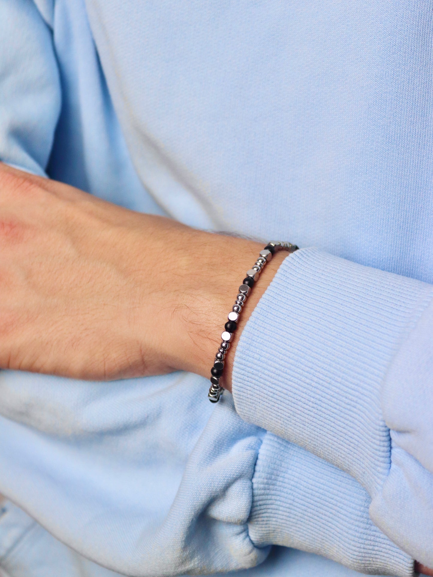 Bracciale da Uomo Artigianale Regolabile in Acciaio Inox e Cocco