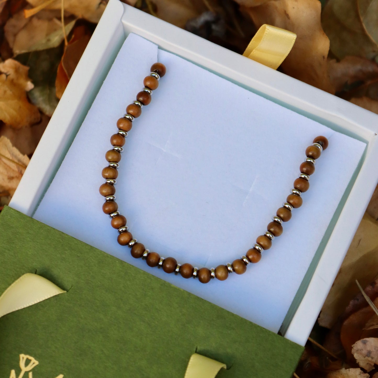 Collana da Uomo Artigianale Regolabile in Acciaio Inox e legno