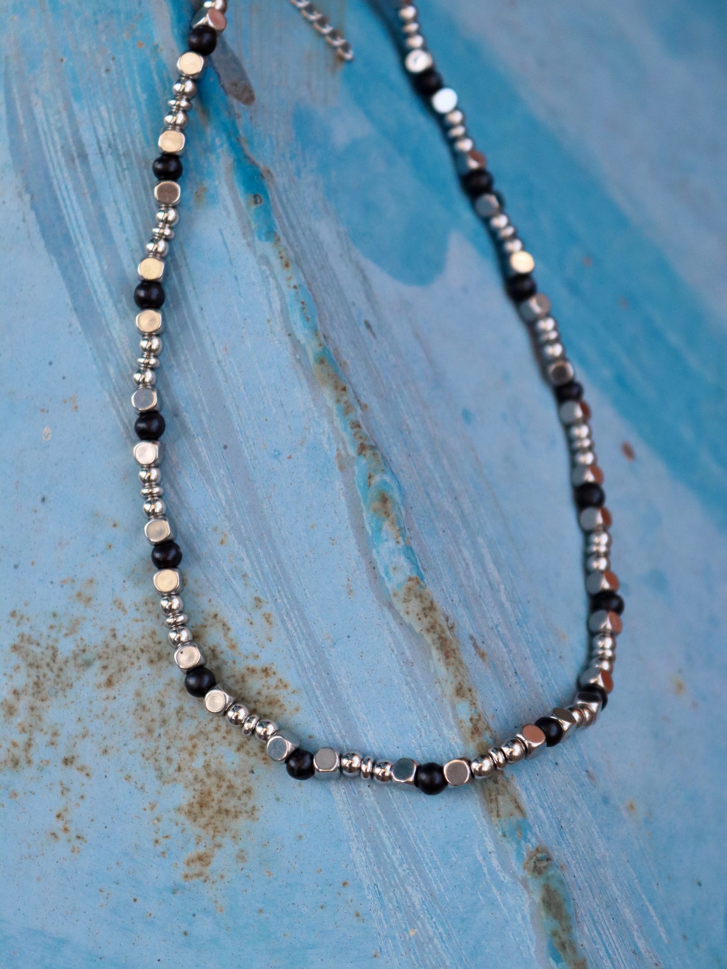 Collana da Uomo Artigianale Regolabile in Acciaio Inox e Cocco