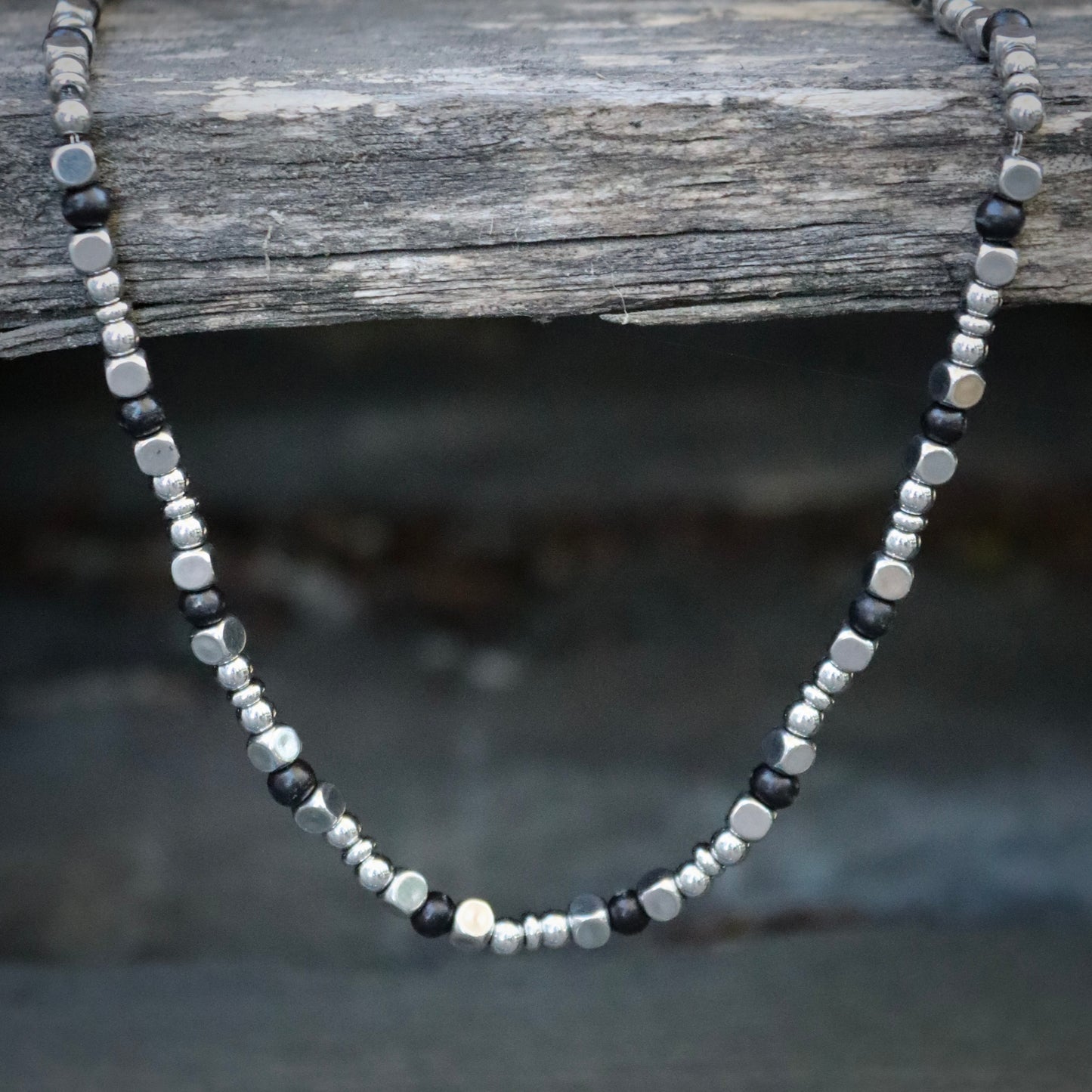Collana da Uomo Artigianale Regolabile in Acciaio Inox e Cocco
