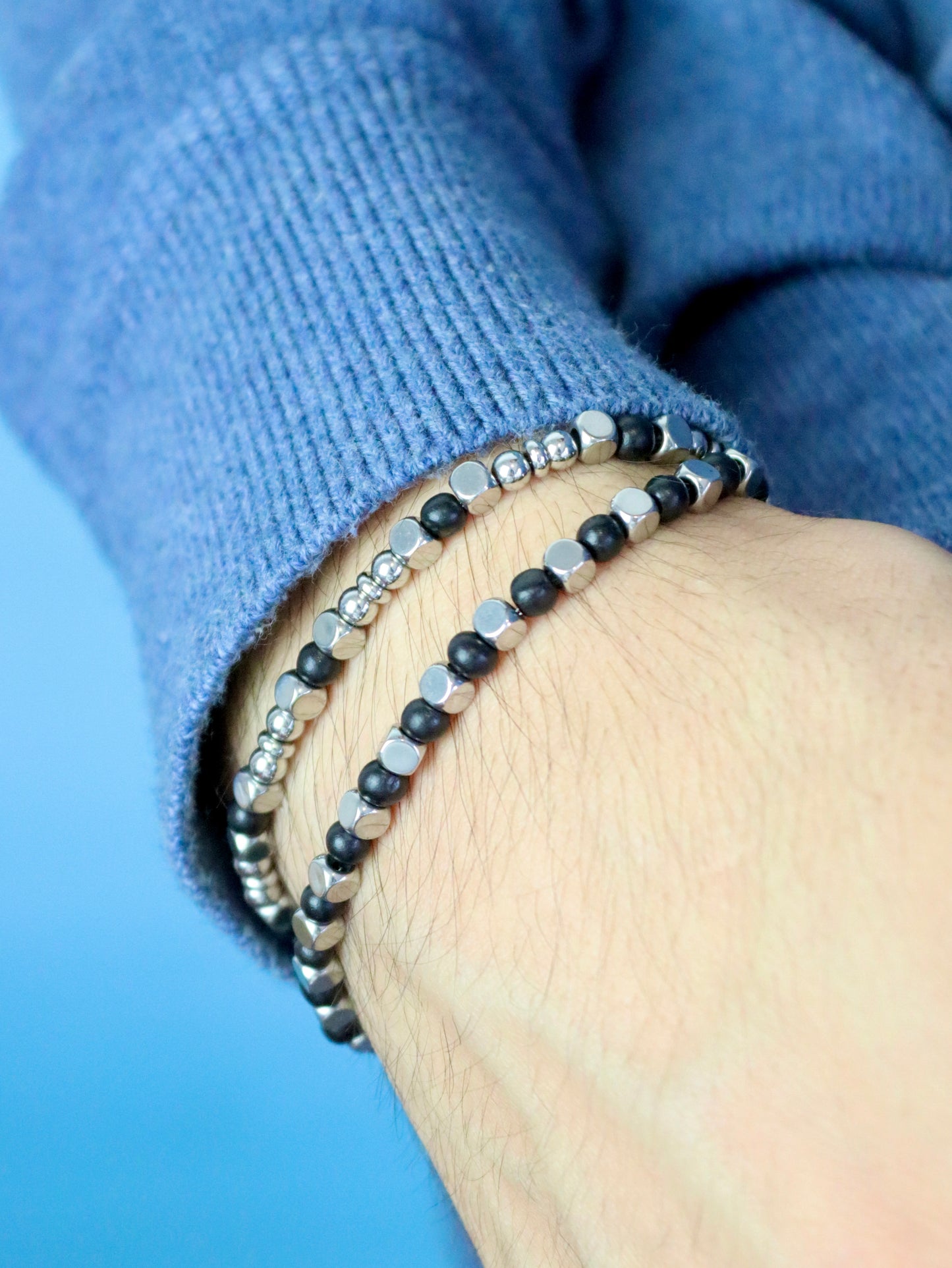 Bracciale da Uomo Artigianale Regolabile in Acciaio Inox e Cocco