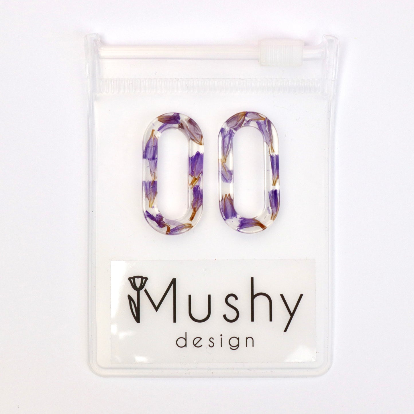 Ciondoli INTERCAMBIABILI per orecchini Catena - fiore Statice viola in resina