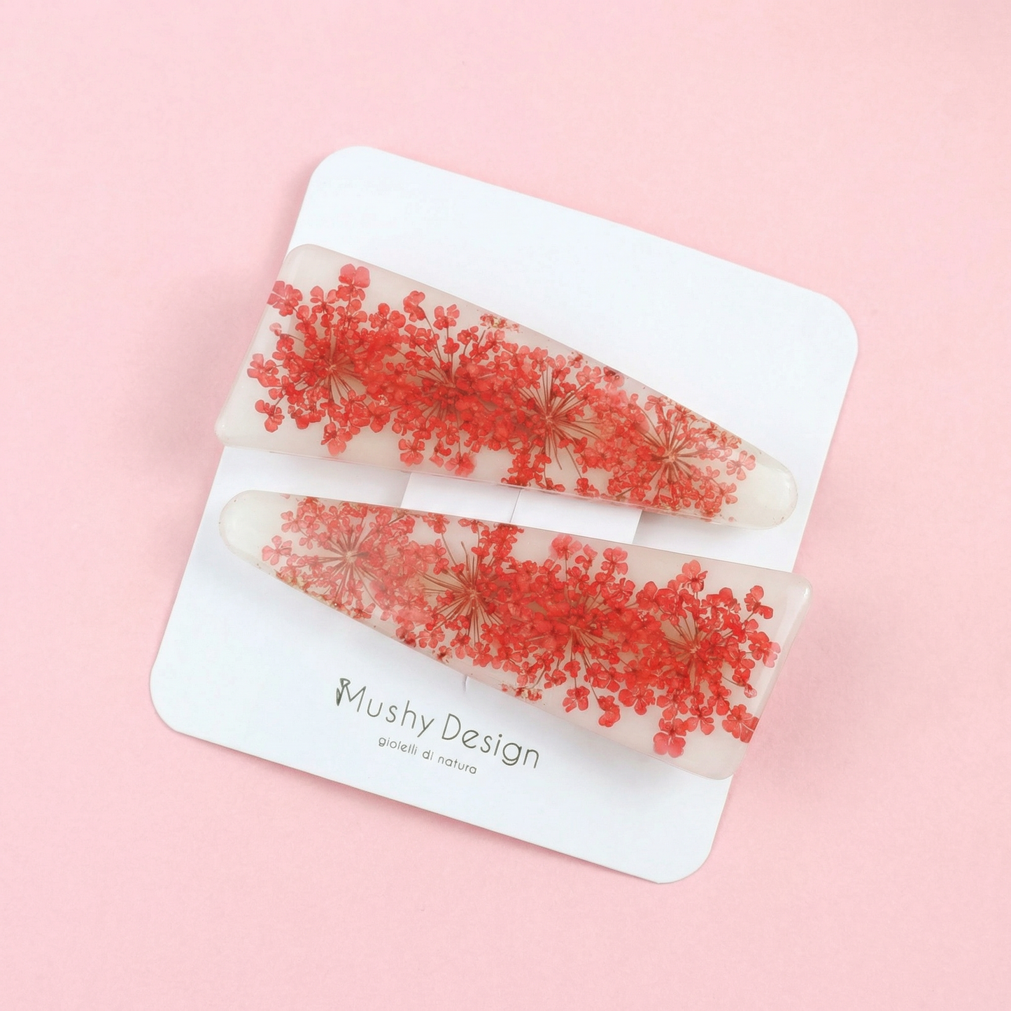 Set 2 Mollette per capelli con fiore vero Carota selvatica rossa