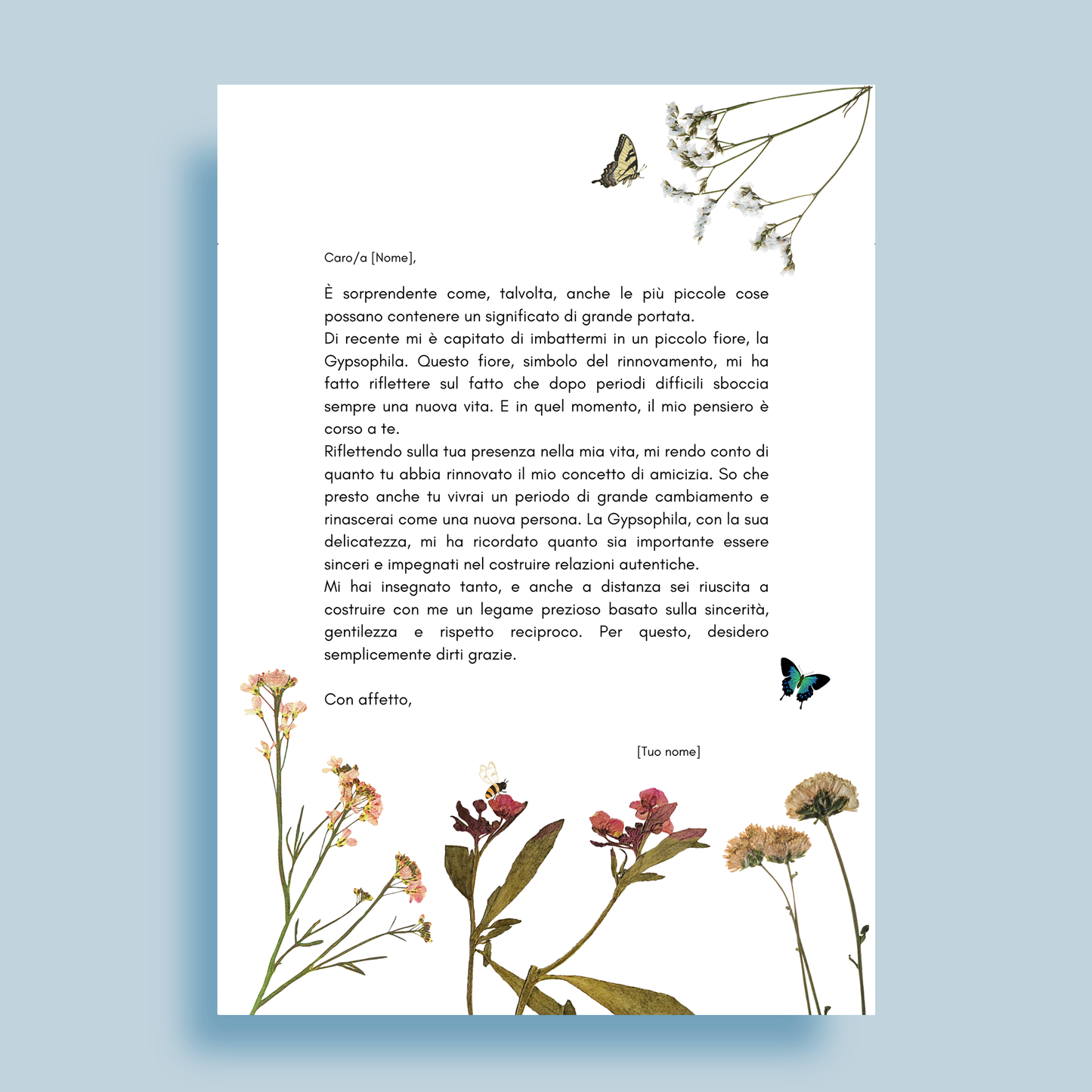 Lettera d'auguri personalizzato per regalo - scrivi una dedica