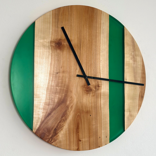 Orologio da parete in legno e resina verde Ø54cm