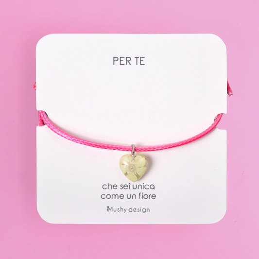 Bracciale con fiore vero Biancospino con cordino regolabile - SELEZIONA COLORE