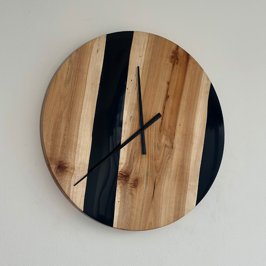 Orologio da parete in legno e resina nera Ø54cm