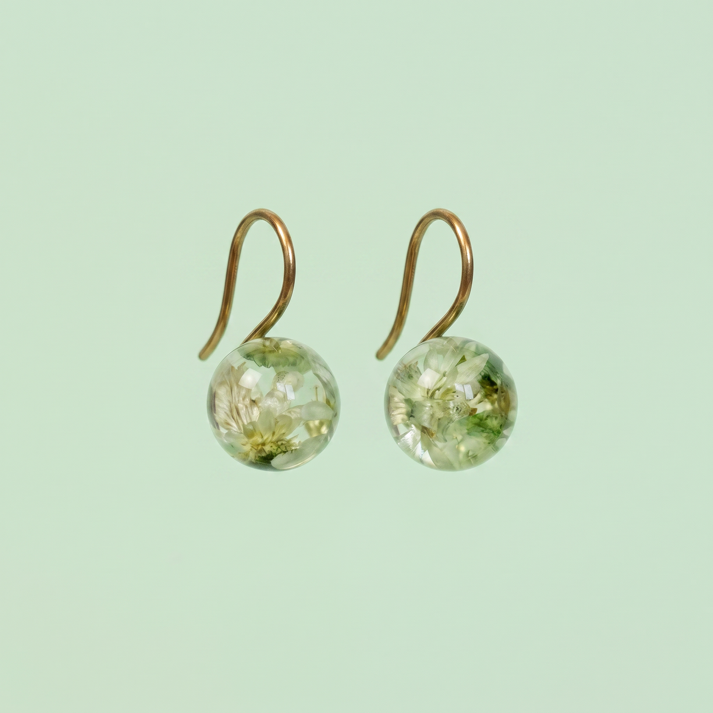Orecchini con Fiori Veri in Resina - Glixia verde | Acciaio Inox Anallergico