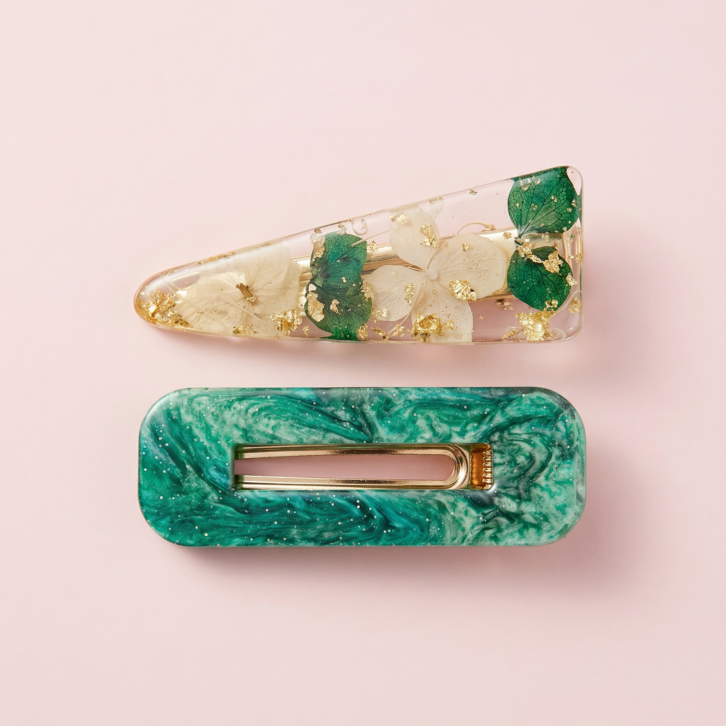 Set 2 Mollette per capelli con fiori veri Ortensia