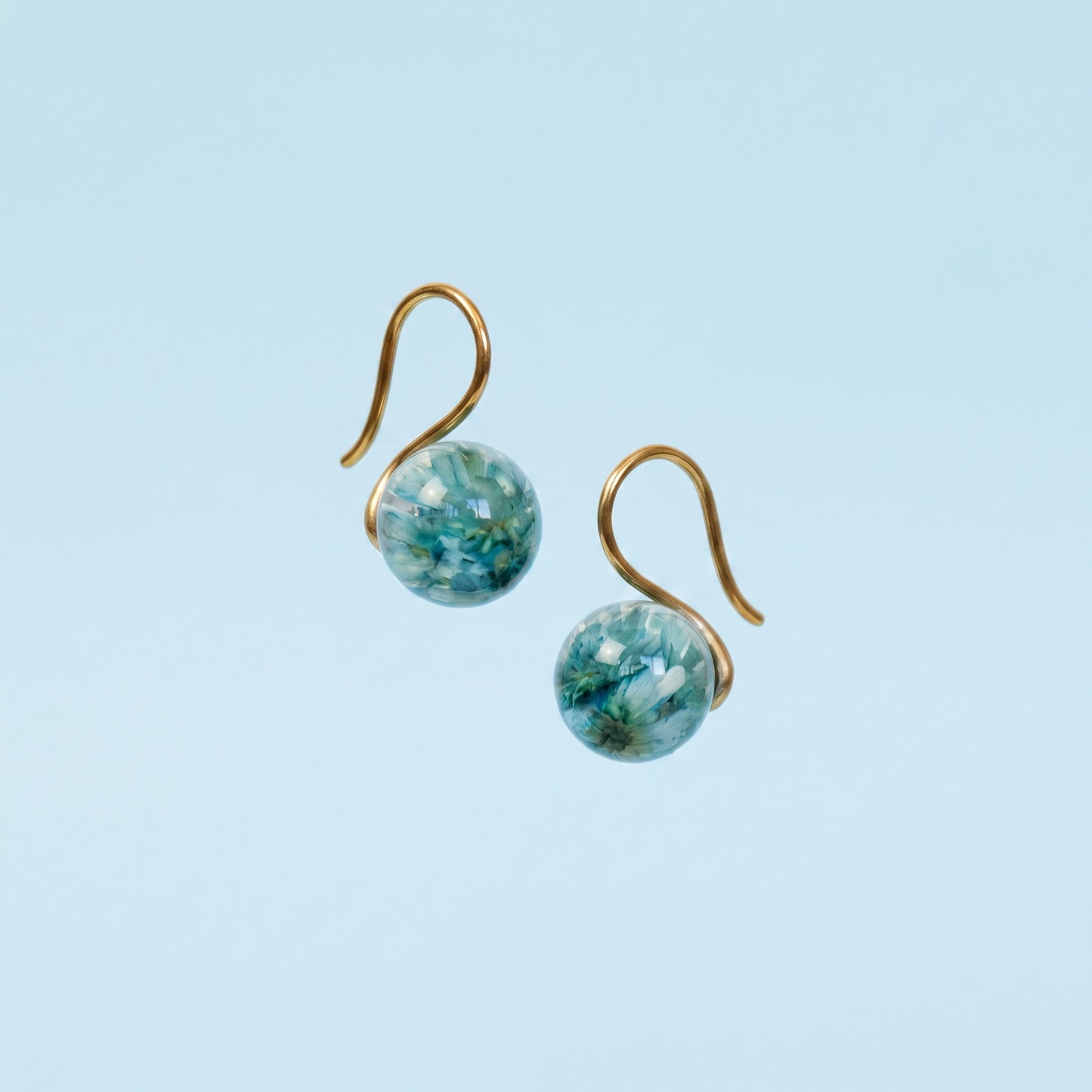 Orecchini con Fiori Veri in Resina - Glixia blu | Acciaio Inox Anallergico