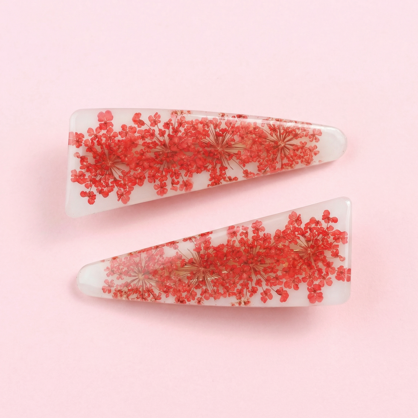 Set 2 Mollette per capelli con fiore vero Carota selvatica rossa