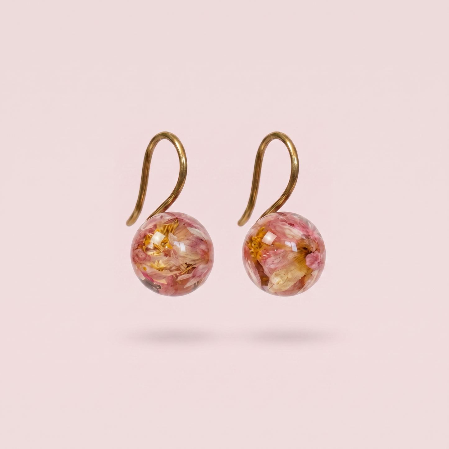 Orecchini con Fiori Veri in Resina - Glixia rosa | Acciaio Inox Anallergico