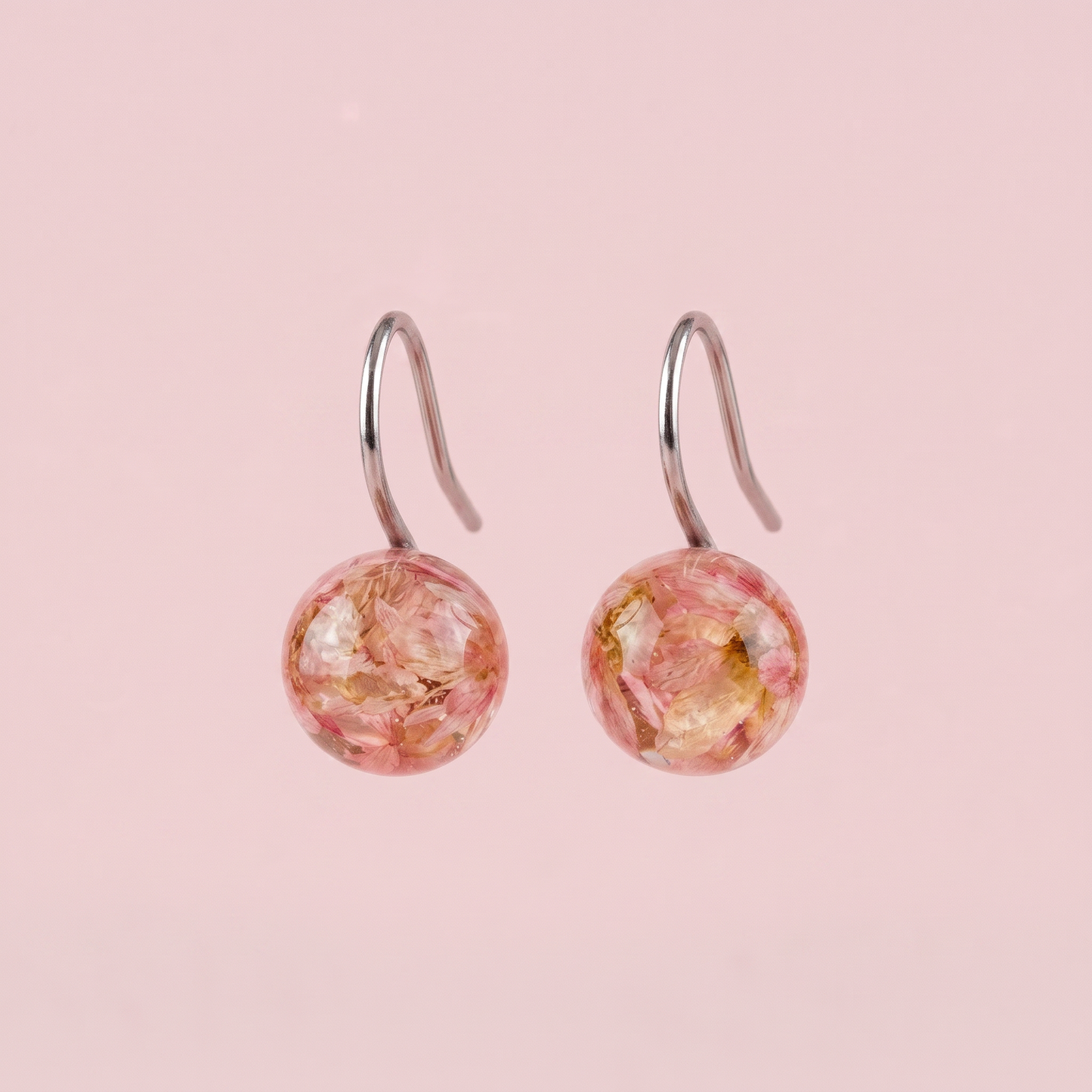 Orecchini con Fiori Veri in Resina - Glixia rosa | Acciaio Inox Anallergico