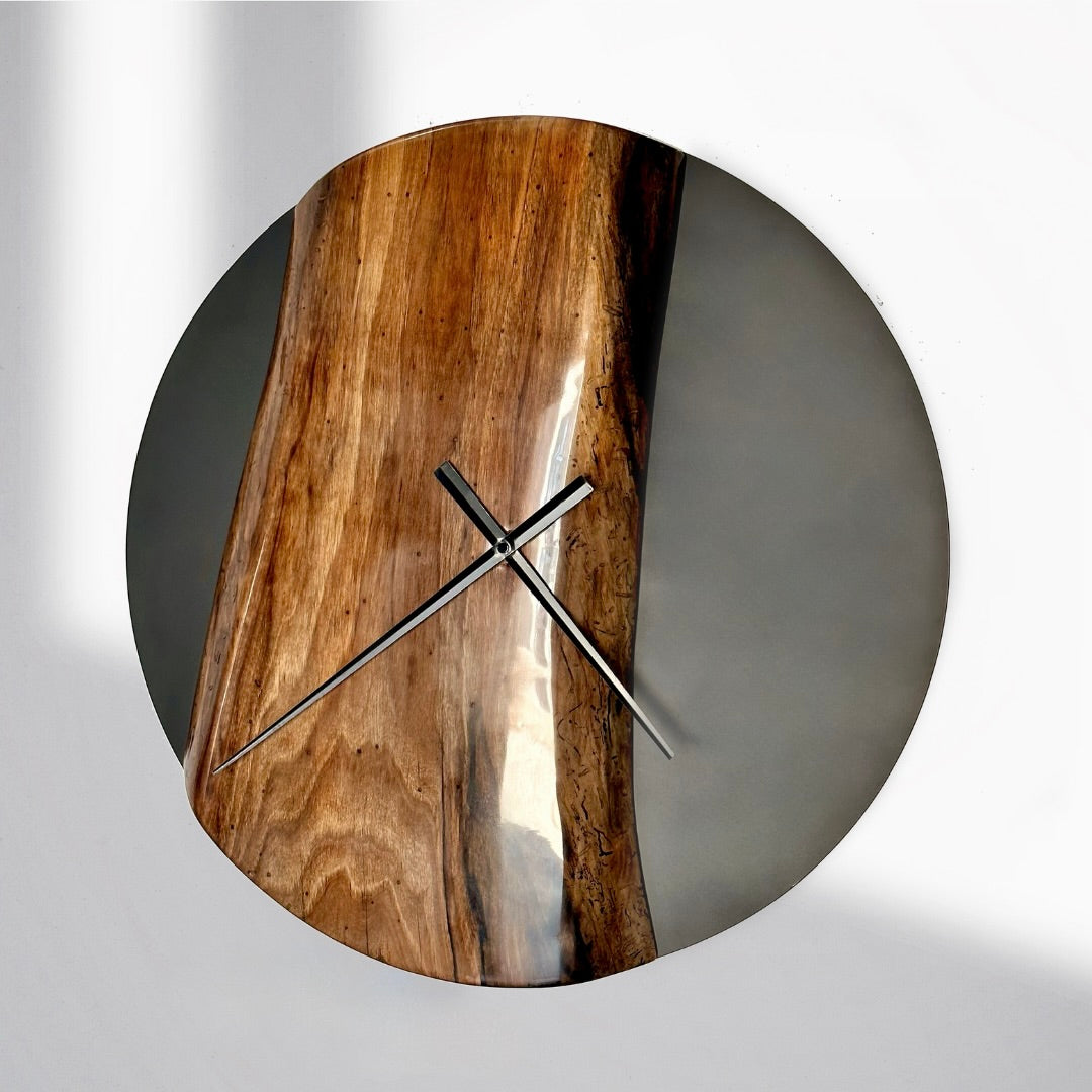 Orologio da parete in legno e acciaio verniciato nero Ø50cm