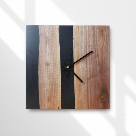 Orologio da parete in legno e resina nera Ø29cm